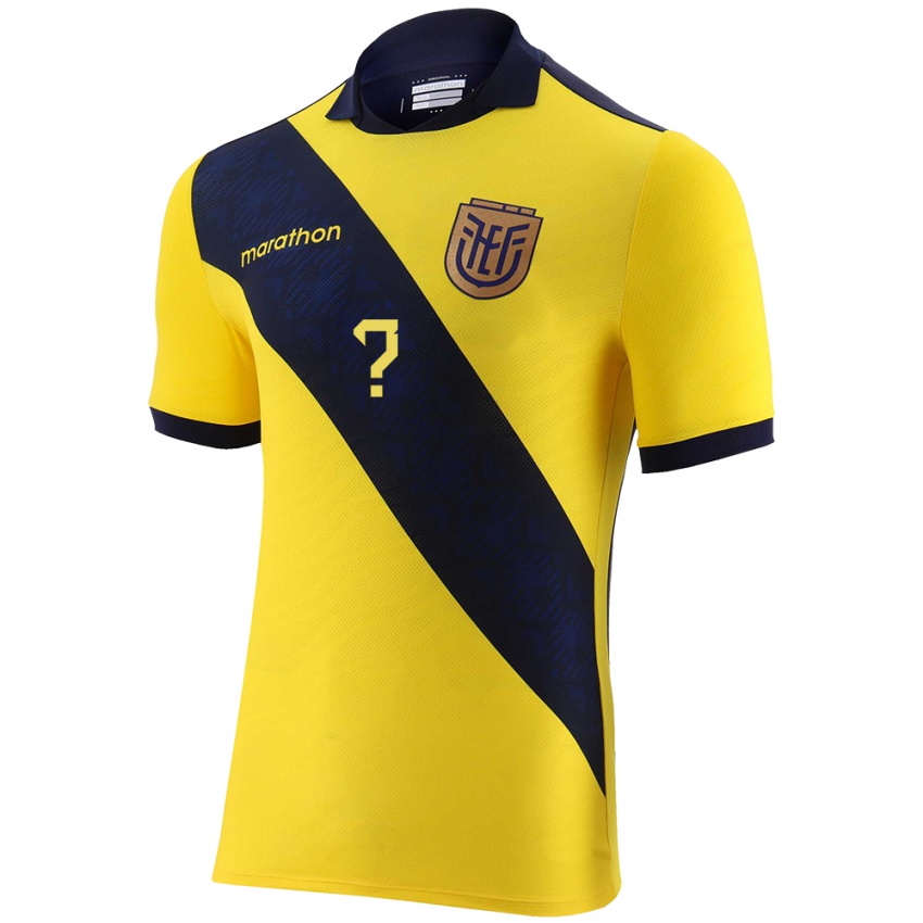 Gyermek Ecuador Az Ön Neve #0 Sárga Hazai Jersey 24-26 Mez Póló Ing