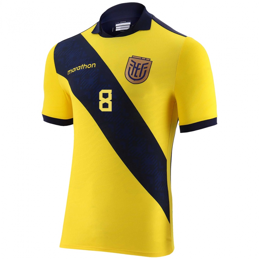 Gyermek Ecuador Patrik Mercado #8 Sárga Hazai Jersey 24-26 Mez Póló Ing