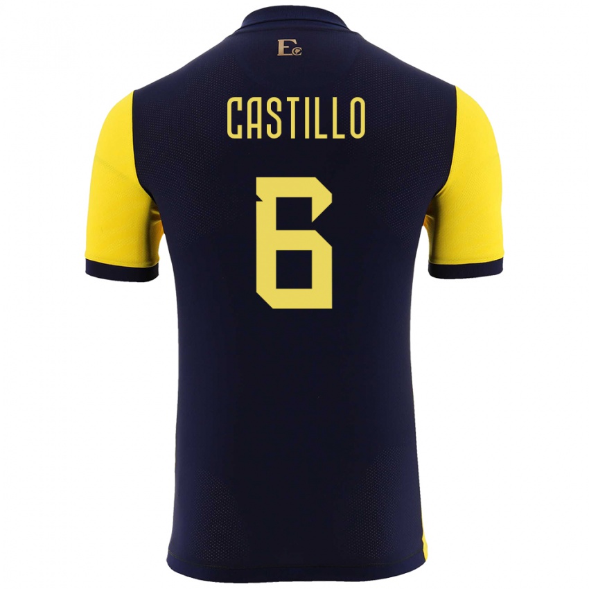 Gyermek Ecuador Byron Castillo #6 Sárga Hazai Jersey 24-26 Mez Póló Ing