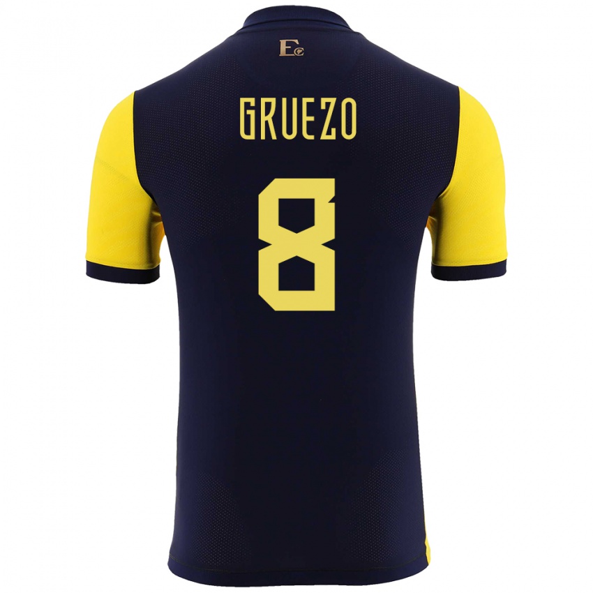 Gyermek Ecuador Carlos Gruezo #8 Sárga Hazai Jersey 24-26 Mez Póló Ing