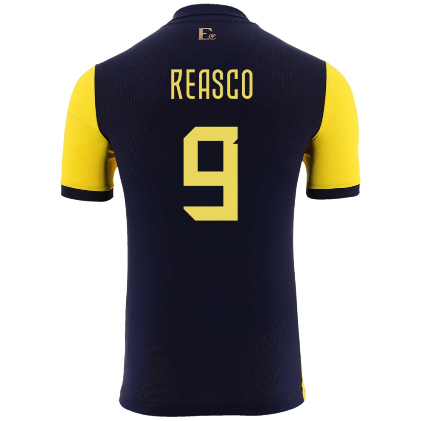 Gyermek Ecuador Djorkaeff Reasco #9 Sárga Hazai Jersey 24-26 Mez Póló Ing