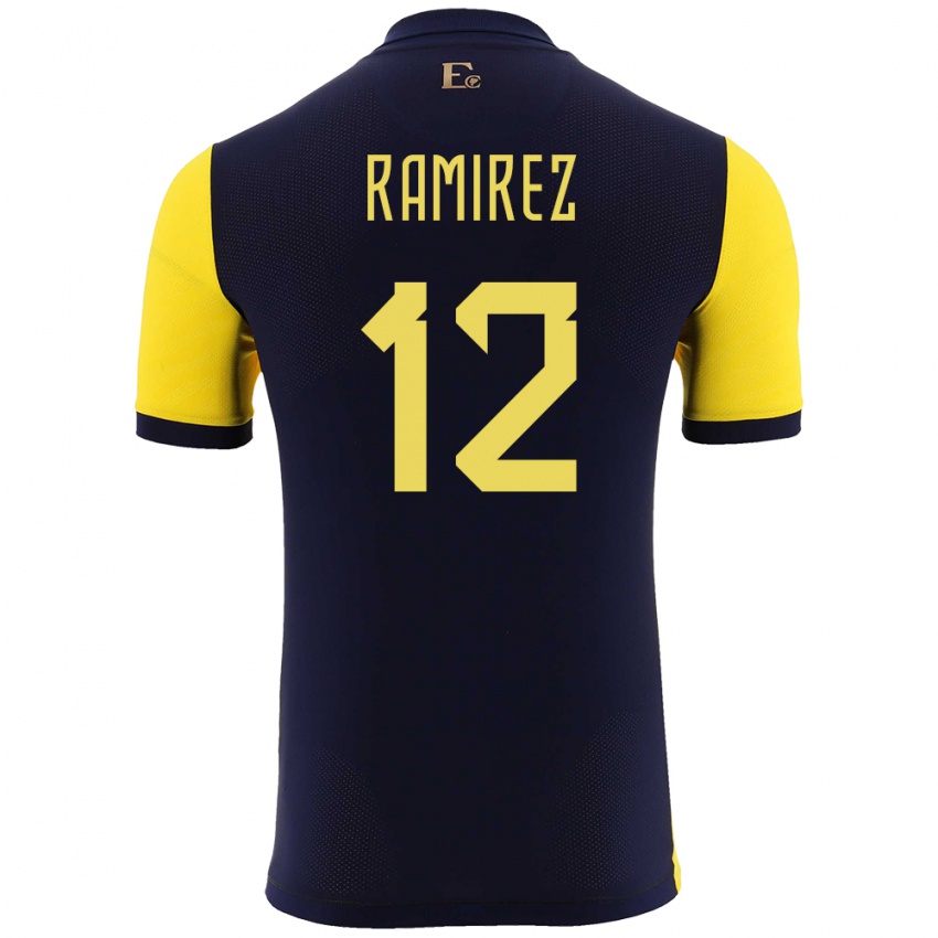 Gyermek Ecuador Moises Ramirez #12 Sárga Hazai Jersey 24-26 Mez Póló Ing