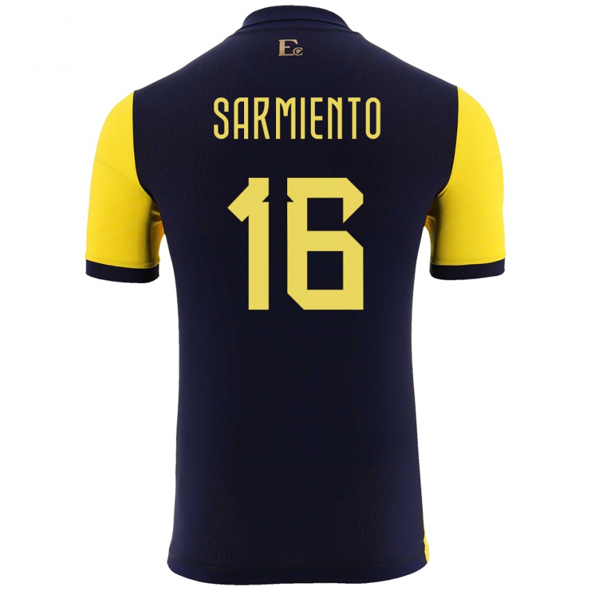 Gyermek Ecuador Jeremy Sarmiento #16 Sárga Hazai Jersey 24-26 Mez Póló Ing