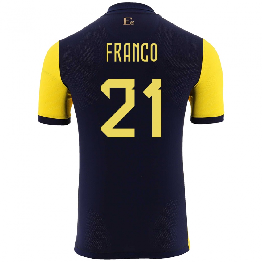 Gyermek Ecuador Alan Franco #21 Sárga Hazai Jersey 24-26 Mez Póló Ing