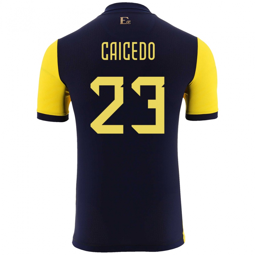 Gyermek Ecuador Moises Caicedo #23 Sárga Hazai Jersey 24-26 Mez Póló Ing