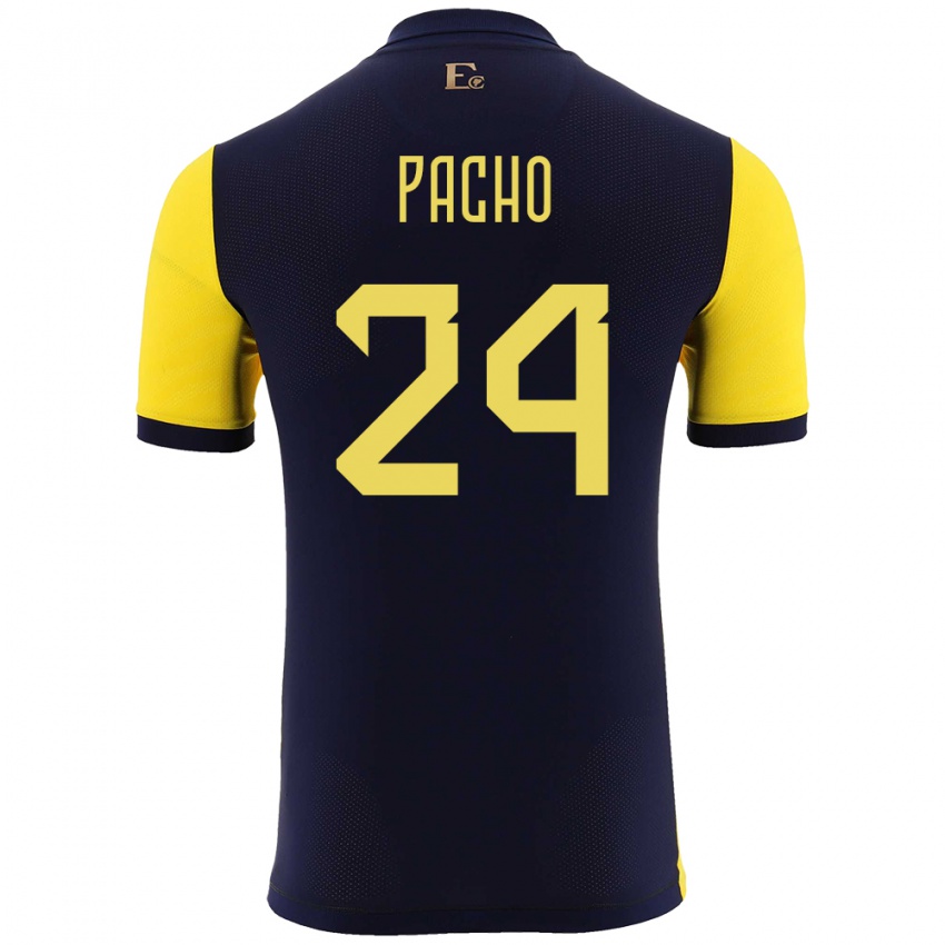 Gyermek Ecuador William Pacho #24 Sárga Hazai Jersey 24-26 Mez Póló Ing