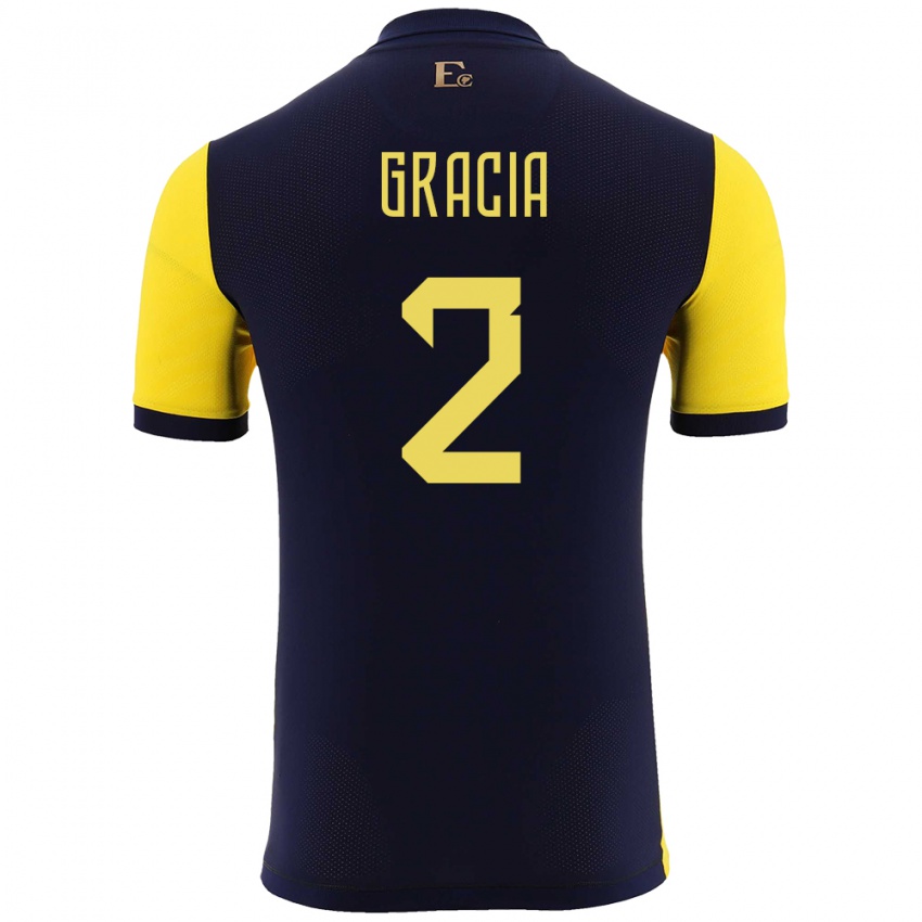 Gyermek Ecuador Ericka Gracia #2 Sárga Hazai Jersey 24-26 Mez Póló Ing