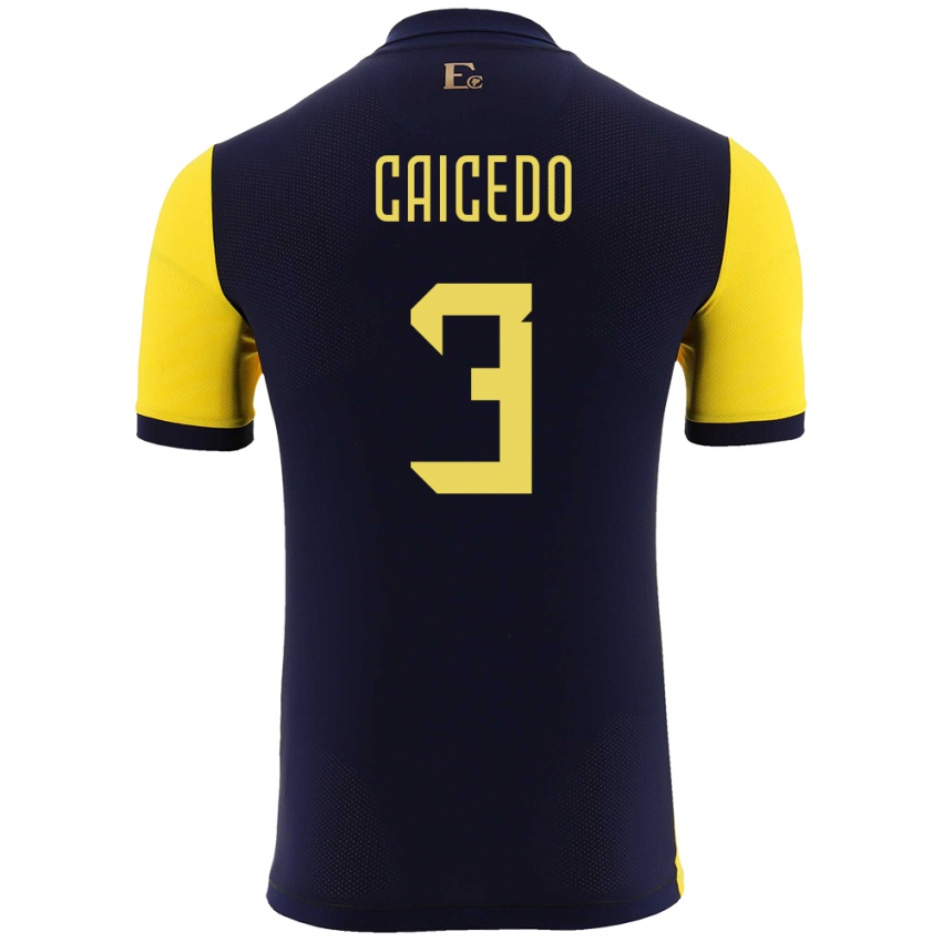 Gyermek Ecuador Jessy Caicedo #3 Sárga Hazai Jersey 24-26 Mez Póló Ing