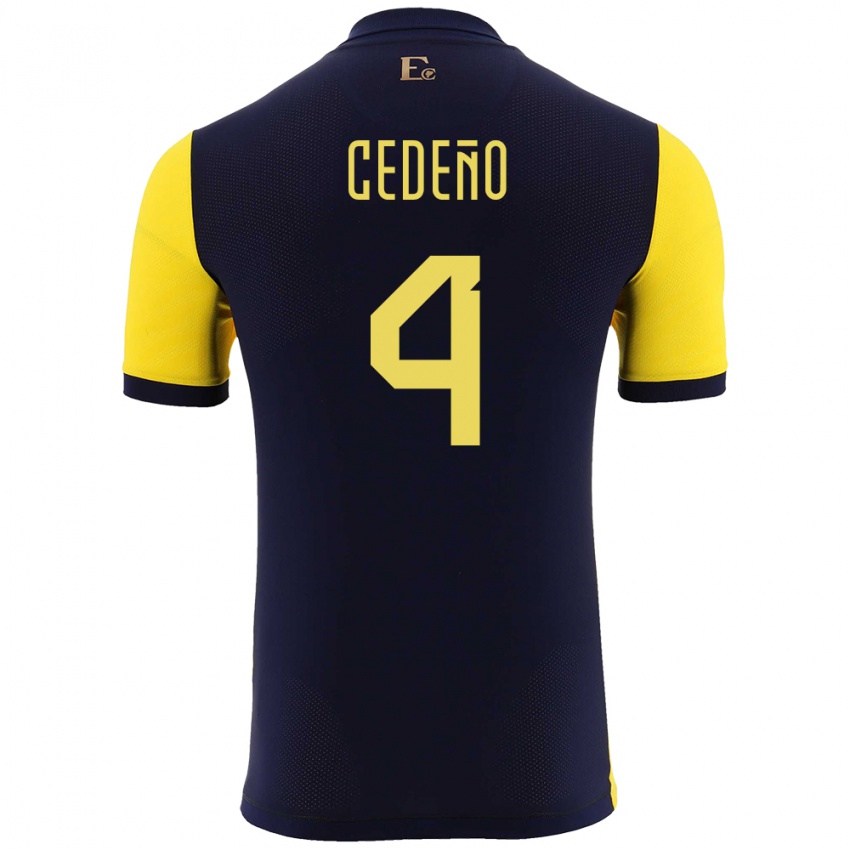 Gyermek Ecuador Stefany Cedeno #4 Sárga Hazai Jersey 24-26 Mez Póló Ing