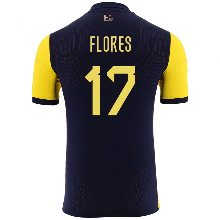 Gyermek Ecuador Karen Flores #17 Sárga Hazai Jersey 24-26 Mez Póló Ing