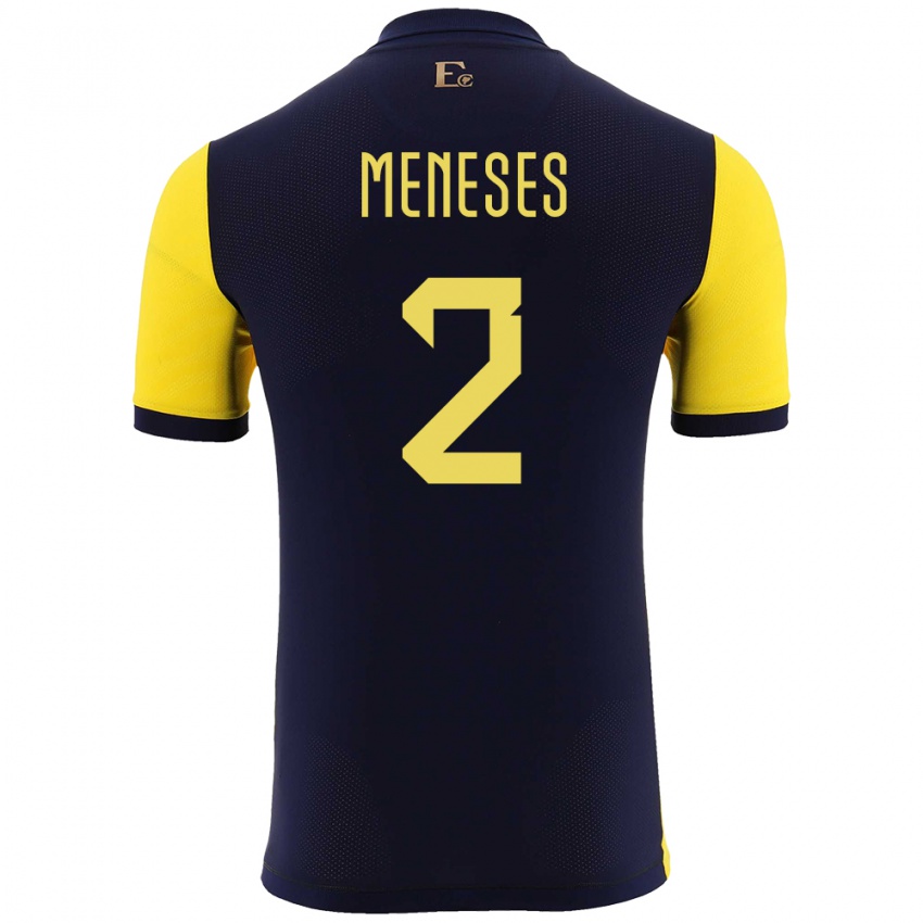 Gyermek Ecuador Randy Meneses #2 Sárga Hazai Jersey 24-26 Mez Póló Ing