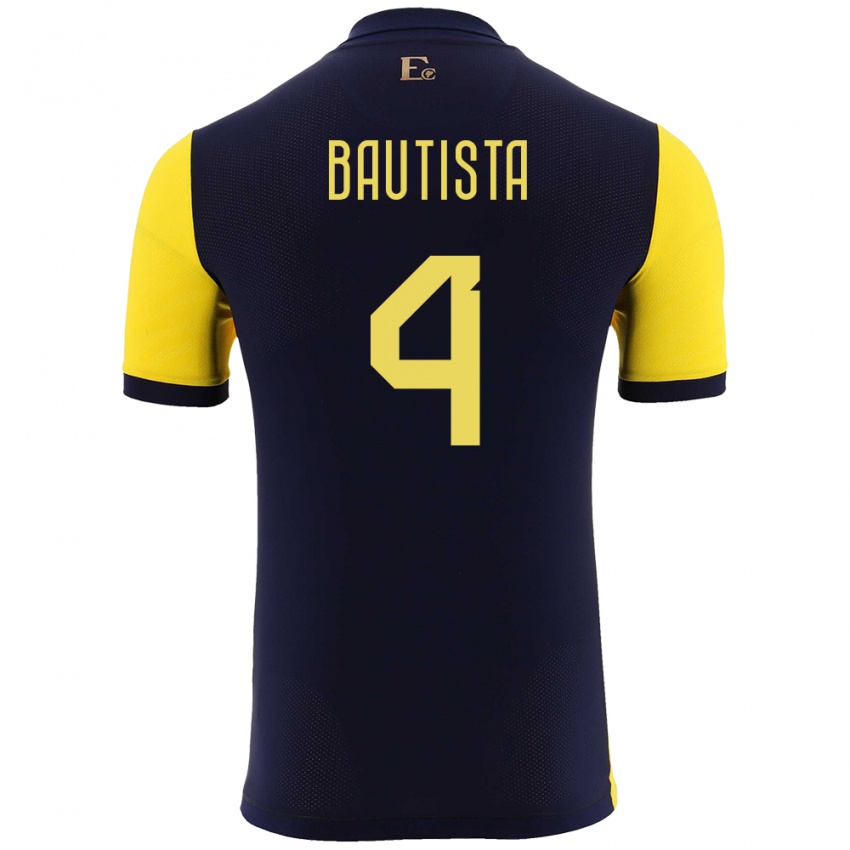 Gyermek Ecuador Davis Bautista #4 Sárga Hazai Jersey 24-26 Mez Póló Ing