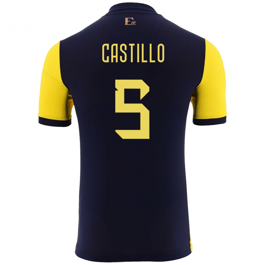 Gyermek Ecuador Denil Castillo #5 Sárga Hazai Jersey 24-26 Mez Póló Ing