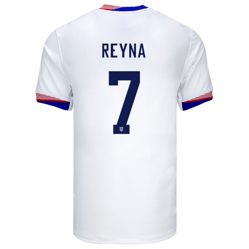 Gyermek Egyesült Államok Giovanni Reyna #7 Fehér Hazai Jersey 24-26 Mez Póló Ing