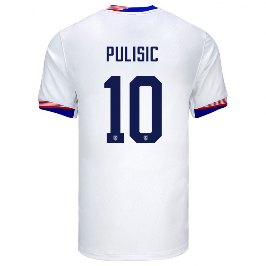 Gyermek Egyesült Államok Christian Pulisic #10 Fehér Hazai Jersey 24-26 Mez Póló Ing