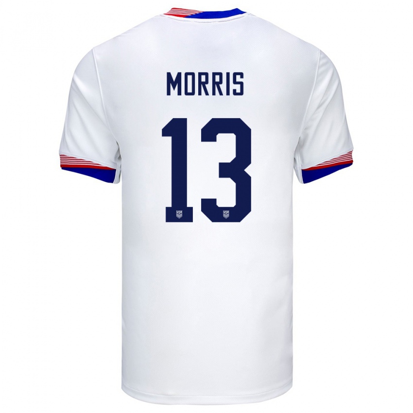 Gyermek Egyesült Államok Jordan Morris #13 Fehér Hazai Jersey 24-26 Mez Póló Ing