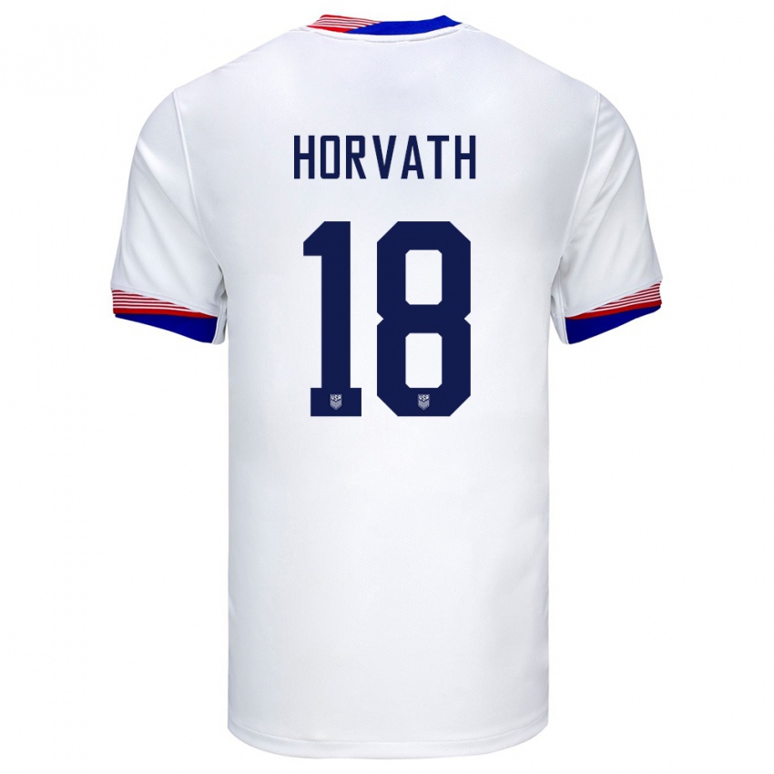 Gyermek Egyesült Államok Ethan Horvath #18 Fehér Hazai Jersey 24-26 Mez Póló Ing