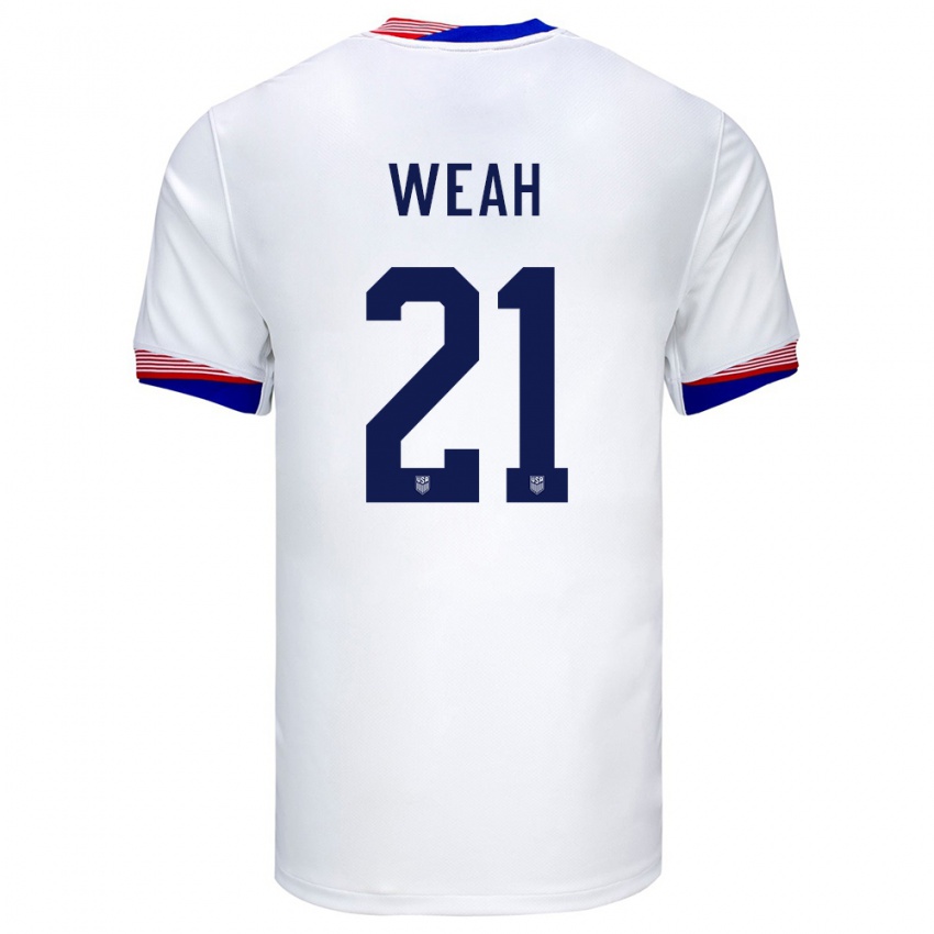 Gyermek Egyesült Államok Timothy Weah #21 Fehér Hazai Jersey 24-26 Mez Póló Ing