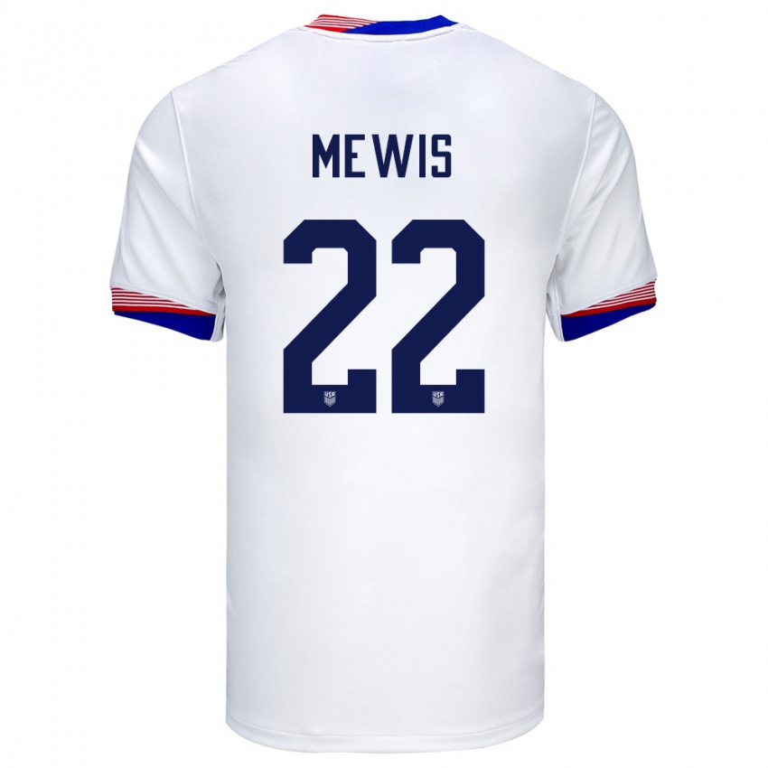 Gyermek Egyesült Államok Kristie Mewis #22 Fehér Hazai Jersey 24-26 Mez Póló Ing