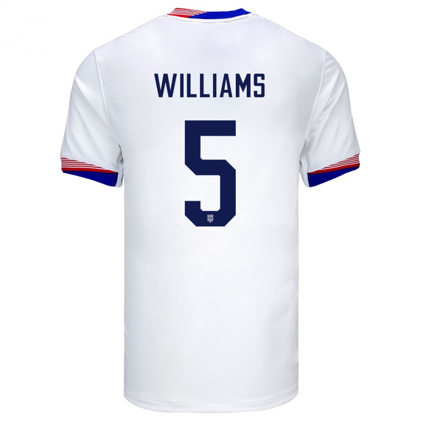 Gyermek Egyesült Államok Thomas Williams #5 Fehér Hazai Jersey 24-26 Mez Póló Ing