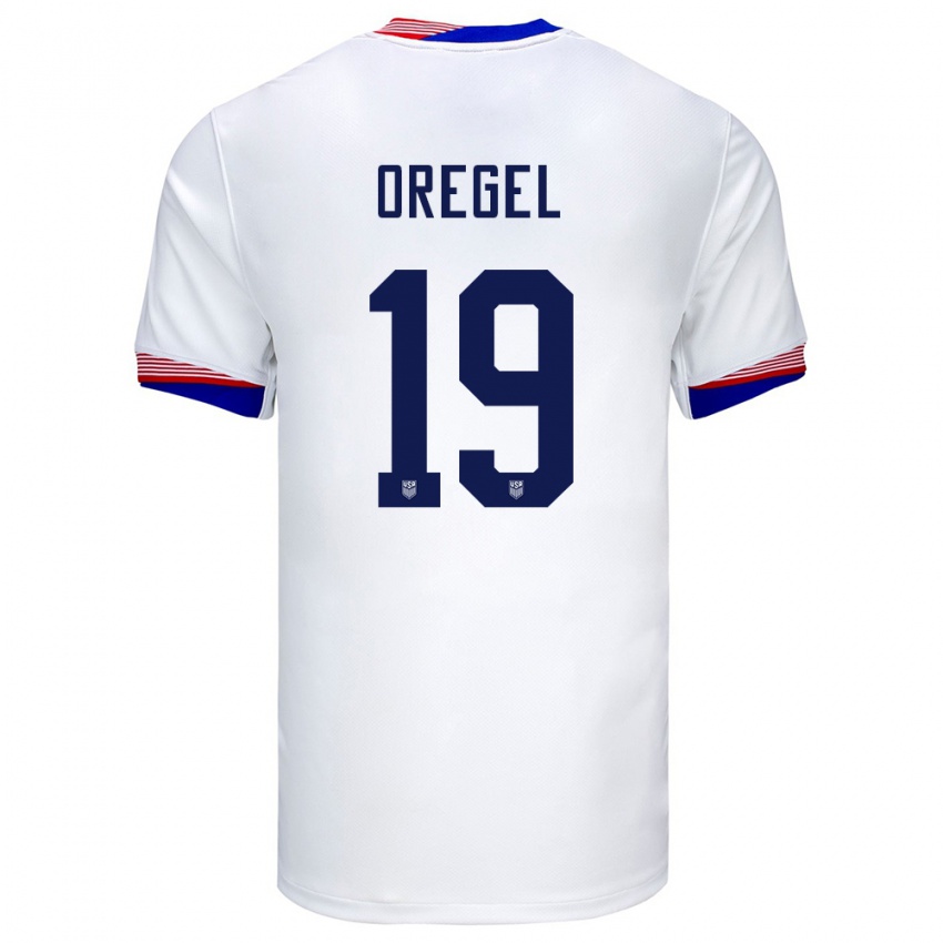 Gyermek Egyesült Államok Sergio Oregel #19 Fehér Hazai Jersey 24-26 Mez Póló Ing