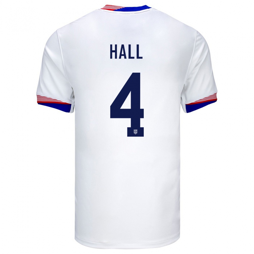 Gyermek Egyesült Államok Tyler Hall #4 Fehér Hazai Jersey 24-26 Mez Póló Ing