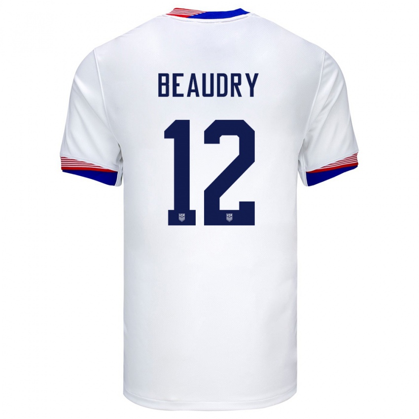 Gyermek Egyesült Államok Adam Beaudry #12 Fehér Hazai Jersey 24-26 Mez Póló Ing