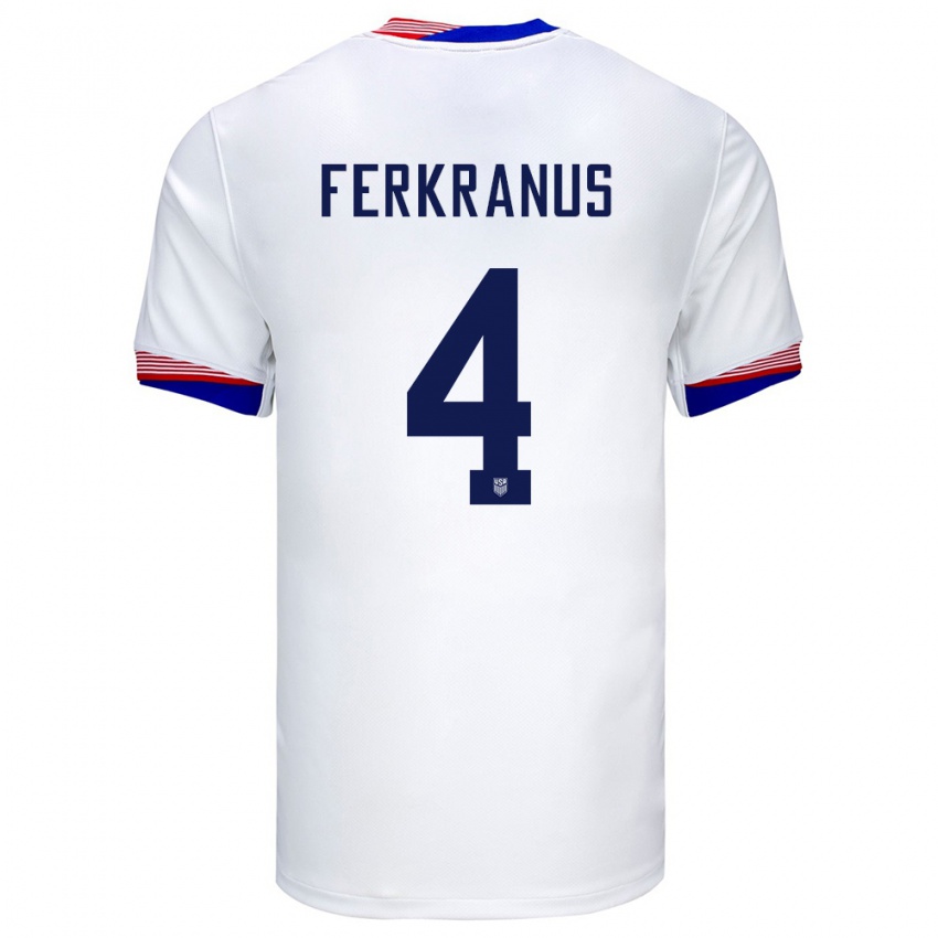 Gyermek Egyesült Államok Marcus Ferkranus #4 Fehér Hazai Jersey 24-26 Mez Póló Ing