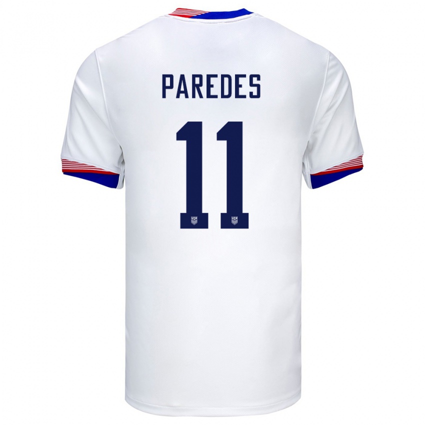 Gyermek Egyesült Államok Kevin Paredes #11 Fehér Hazai Jersey 24-26 Mez Póló Ing