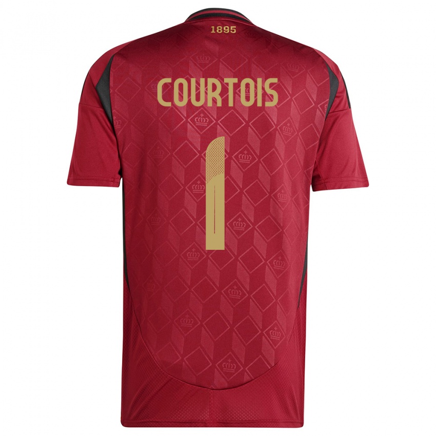 Gyermek Belgium Thibaut Courtois #1 Burgundia Hazai Jersey 24-26 Mez Póló Ing