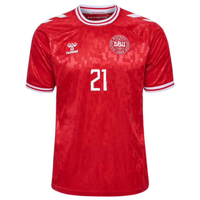 Gyermek Dánia Andreas Cornelius #21 Piros Hazai Jersey 24-26 Mez Póló Ing