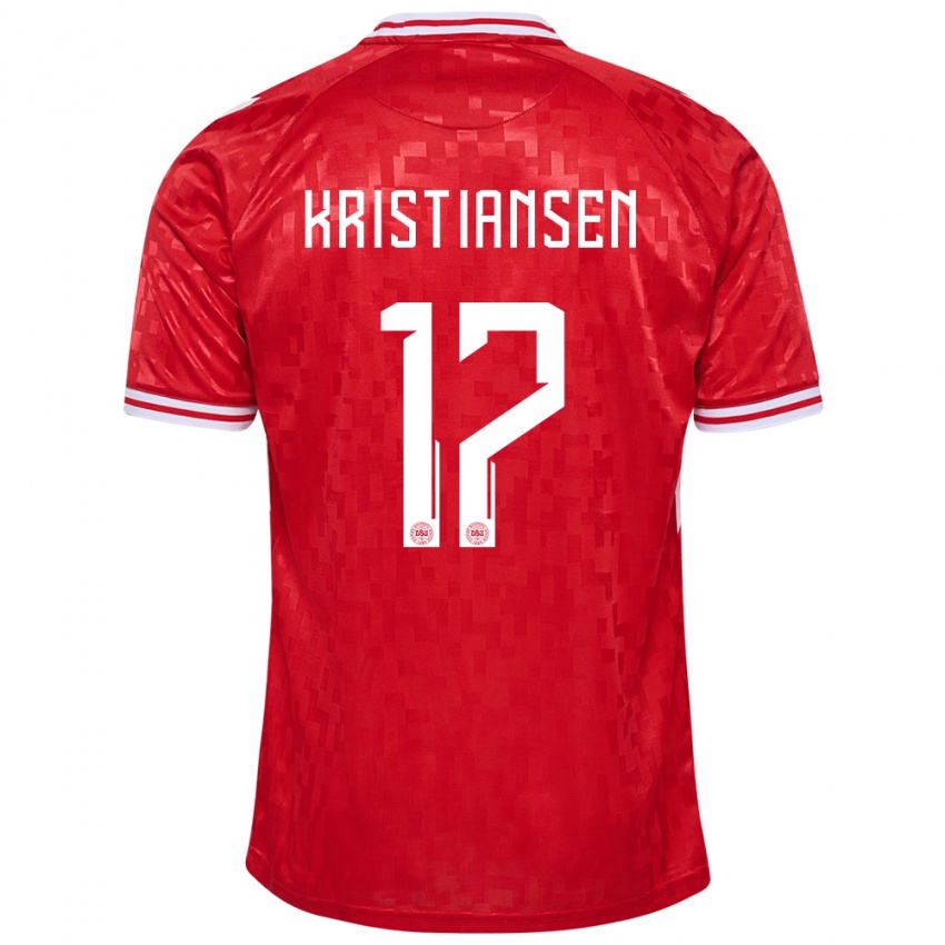 Gyermek Dánia Victor Kristiansen #17 Piros Hazai Jersey 24-26 Mez Póló Ing