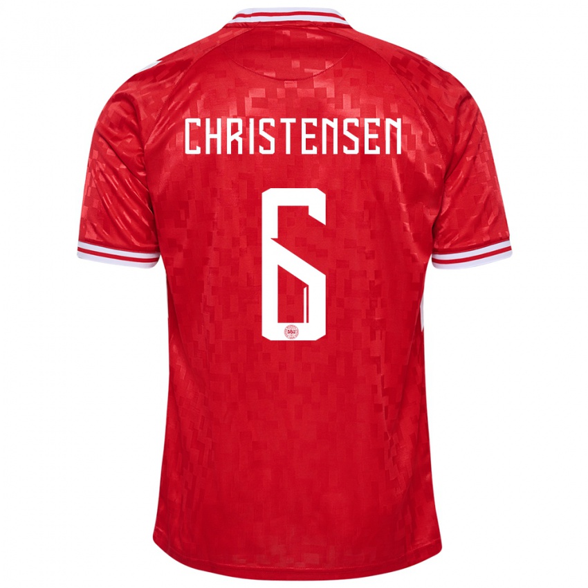 Gyermek Dánia Andreas Christensen #6 Piros Hazai Jersey 24-26 Mez Póló Ing