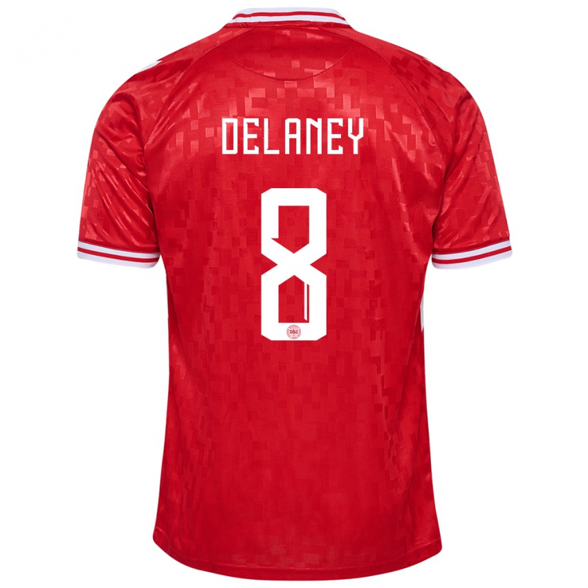 Gyermek Dánia Thomas Delaney #8 Piros Hazai Jersey 24-26 Mez Póló Ing