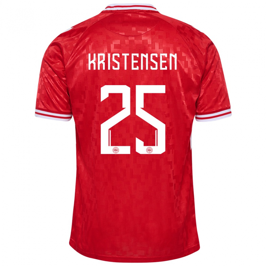 Gyermek Dánia Rasmus Kristensen #25 Piros Hazai Jersey 24-26 Mez Póló Ing