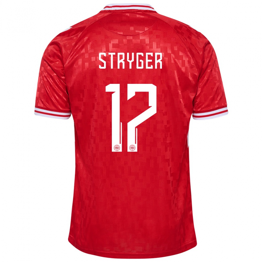 Gyermek Dánia Jens Stryger Larsen #17 Piros Hazai Jersey 24-26 Mez Póló Ing