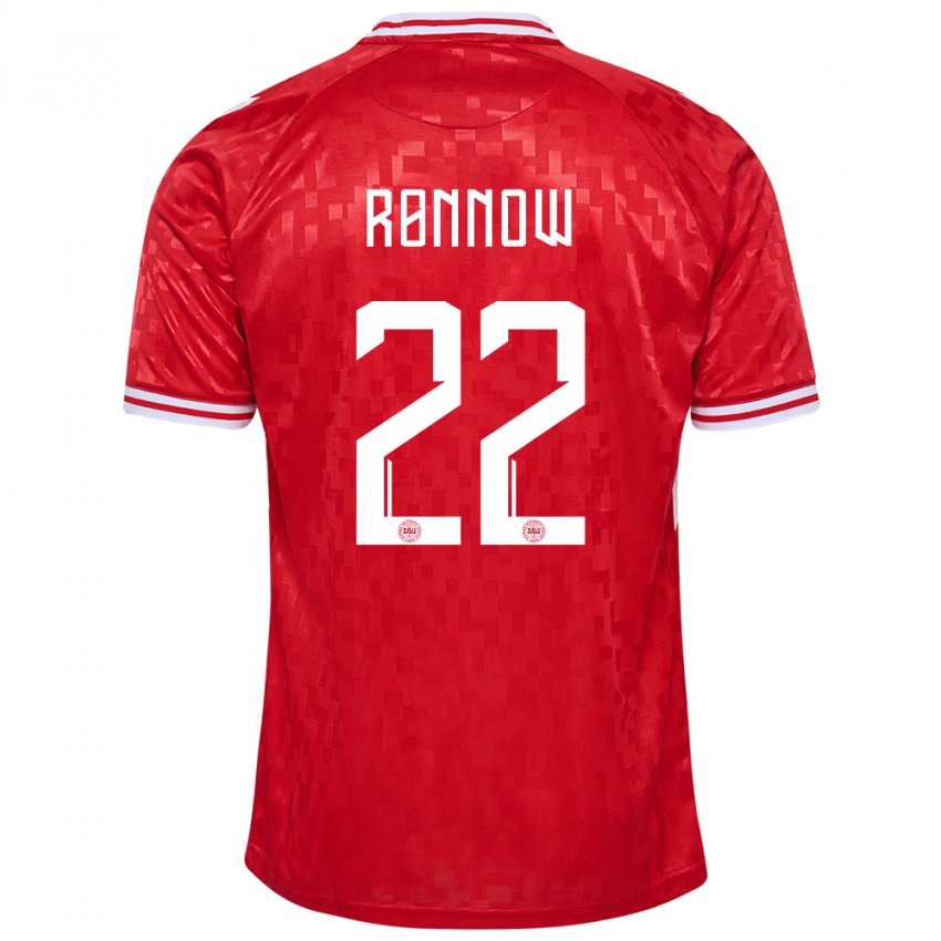 Gyermek Dánia Frederik Ronnow #22 Piros Hazai Jersey 24-26 Mez Póló Ing