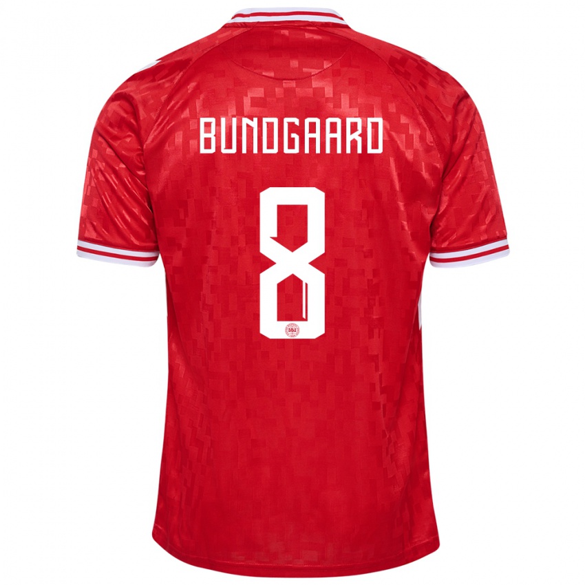 Gyermek Dánia Filip Bundgaard #8 Piros Hazai Jersey 24-26 Mez Póló Ing