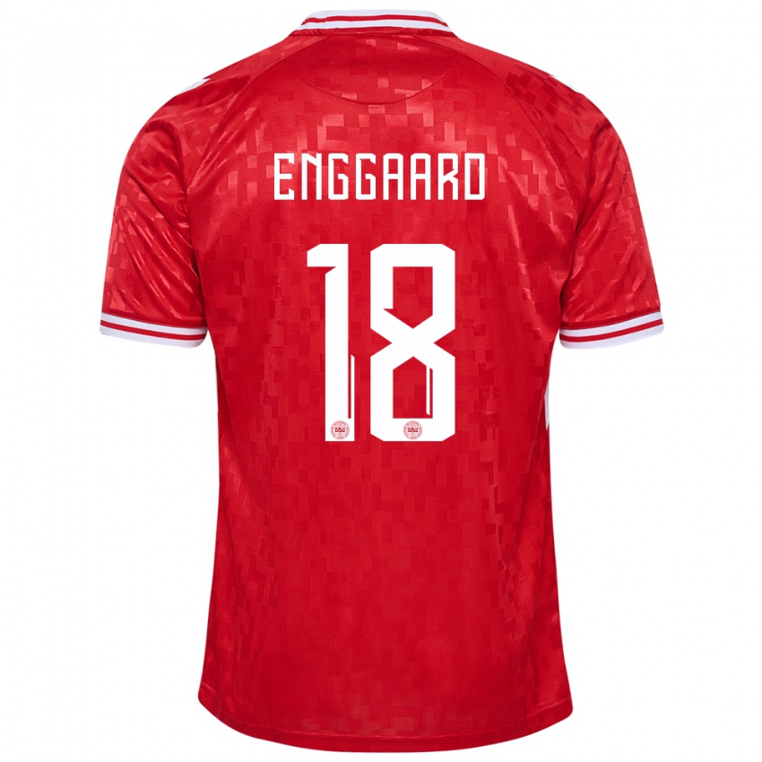 Gyermek Dánia Mads Enggaard #18 Piros Hazai Jersey 24-26 Mez Póló Ing