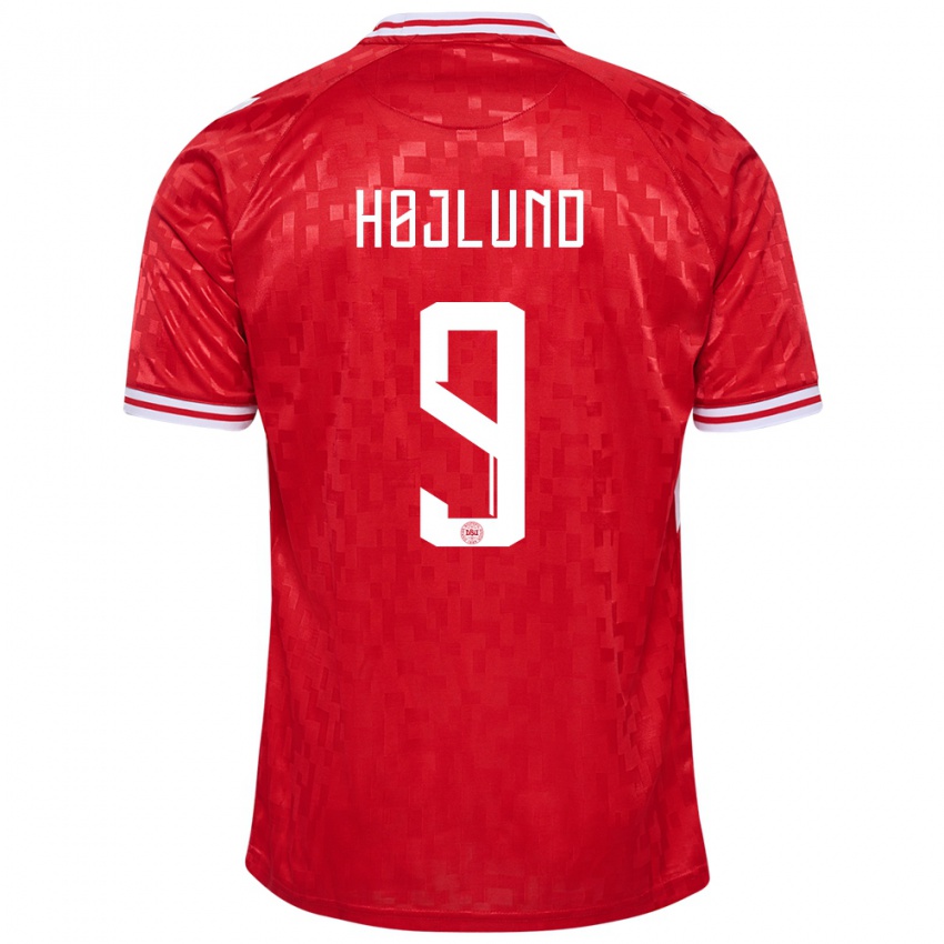 Gyermek Dánia Emil Højlund #9 Piros Hazai Jersey 24-26 Mez Póló Ing