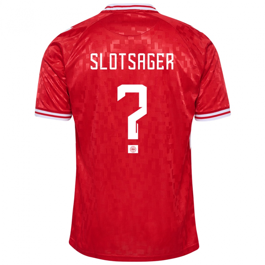 Gyermek Dánia Tobias Slotsager #0 Piros Hazai Jersey 24-26 Mez Póló Ing