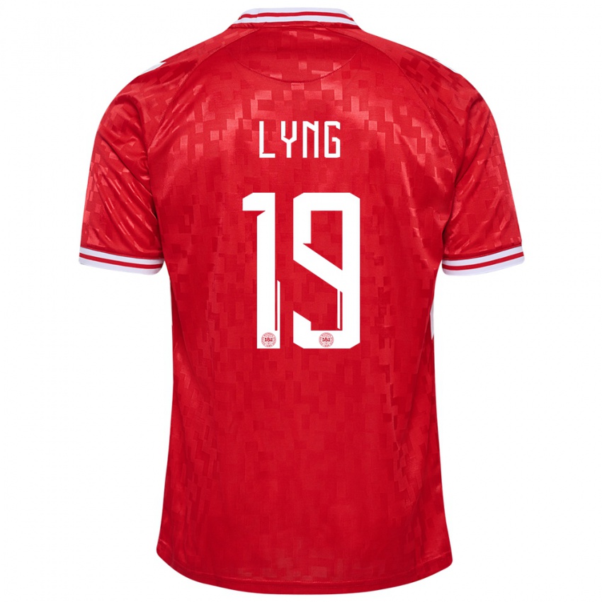 Gyermek Dánia Alexander Lyng #19 Piros Hazai Jersey 24-26 Mez Póló Ing