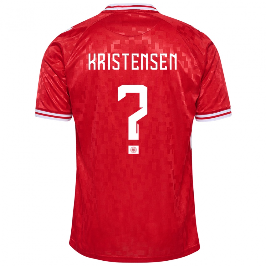 Gyermek Dánia Mikkel Kristensen #0 Piros Hazai Jersey 24-26 Mez Póló Ing