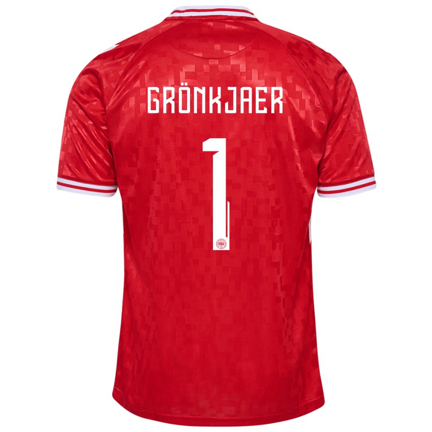 Gyermek Dánia Bertil Grönkjaer #1 Piros Hazai Jersey 24-26 Mez Póló Ing