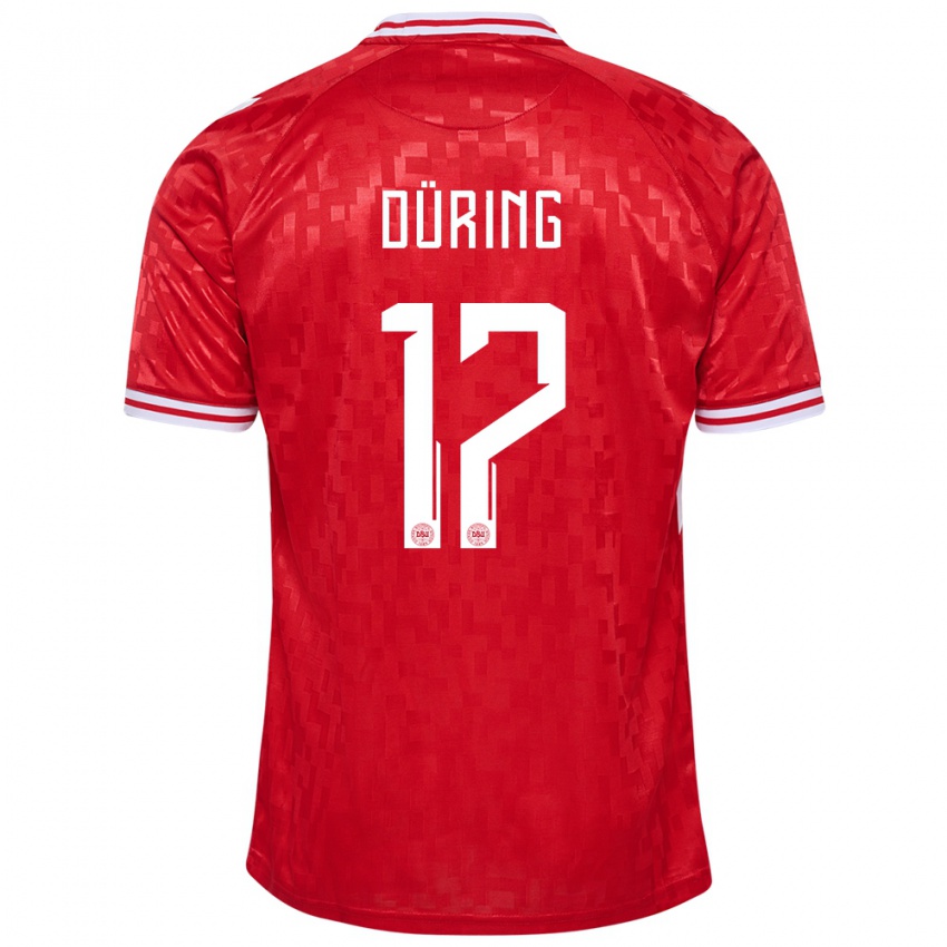 Gyermek Dánia Rasmus Düring #17 Piros Hazai Jersey 24-26 Mez Póló Ing