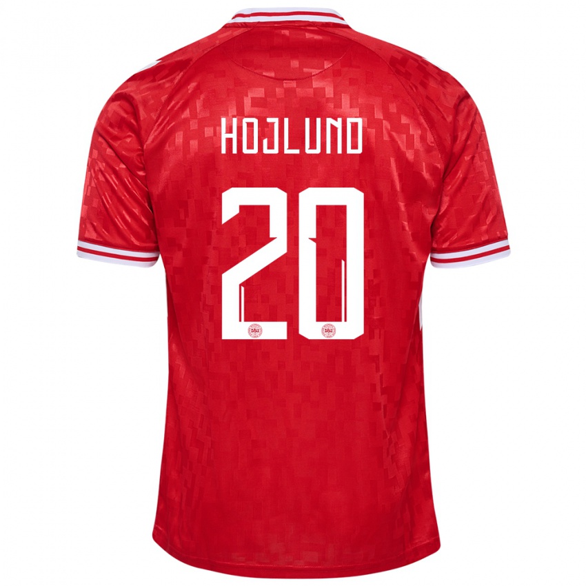 Gyermek Dánia Rasmus Hojlund #20 Piros Hazai Jersey 24-26 Mez Póló Ing