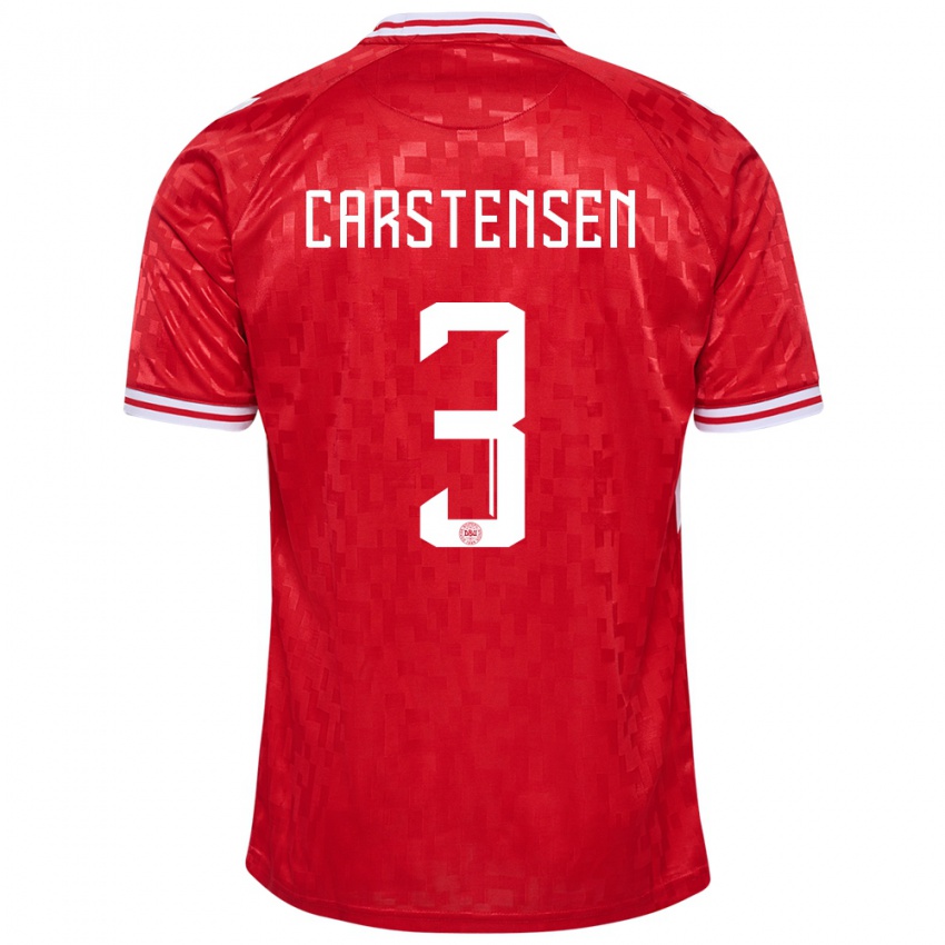 Gyermek Dánia Rasmus Carstensen #3 Piros Hazai Jersey 24-26 Mez Póló Ing