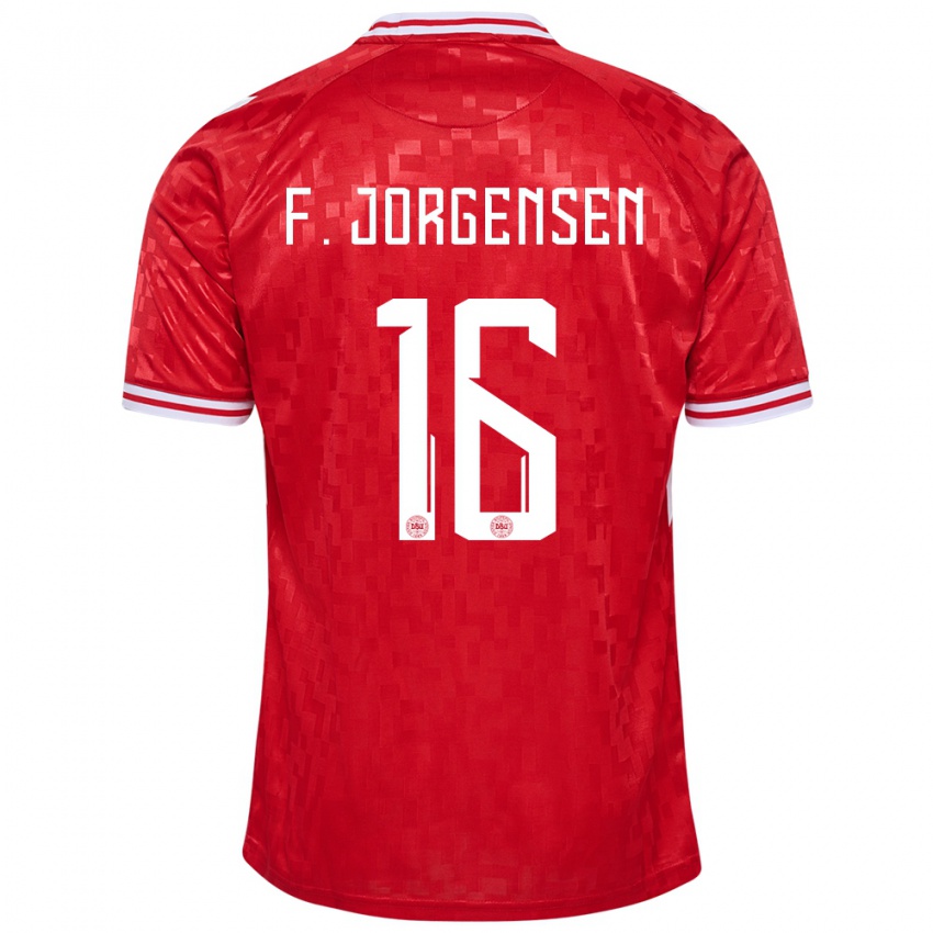 Gyermek Dánia Filip Jorgensen #16 Piros Hazai Jersey 24-26 Mez Póló Ing