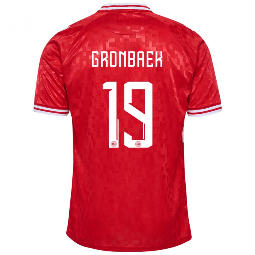 Gyermek Dánia Albert Gronbaek #19 Piros Hazai Jersey 24-26 Mez Póló Ing