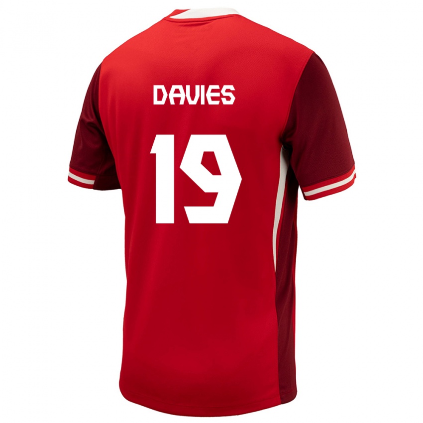 Gyermek Kanada Alphonso Davies #19 Piros Hazai Jersey 24-26 Mez Póló Ing